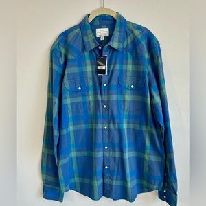 NWT Lucky Brand Saturday Stretch plaid shirt, large